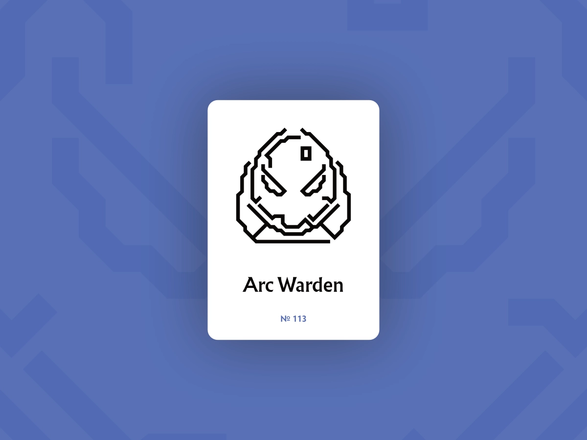 An abstract illustration of the Arc Warden hero icon in Dota 2.