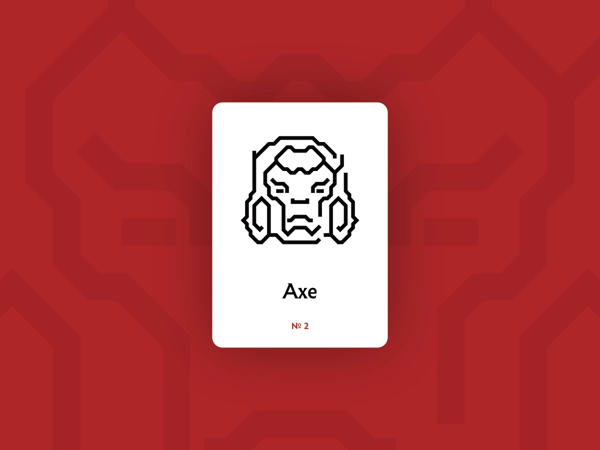 An abstract illustration of the Axe hero icon in Dota 2.