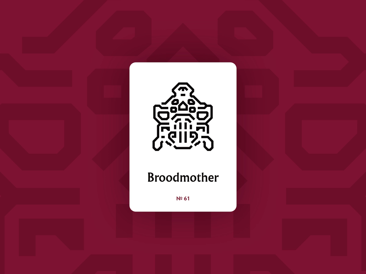 An abstract illustration of the Broodmother hero icon in Dota 2.