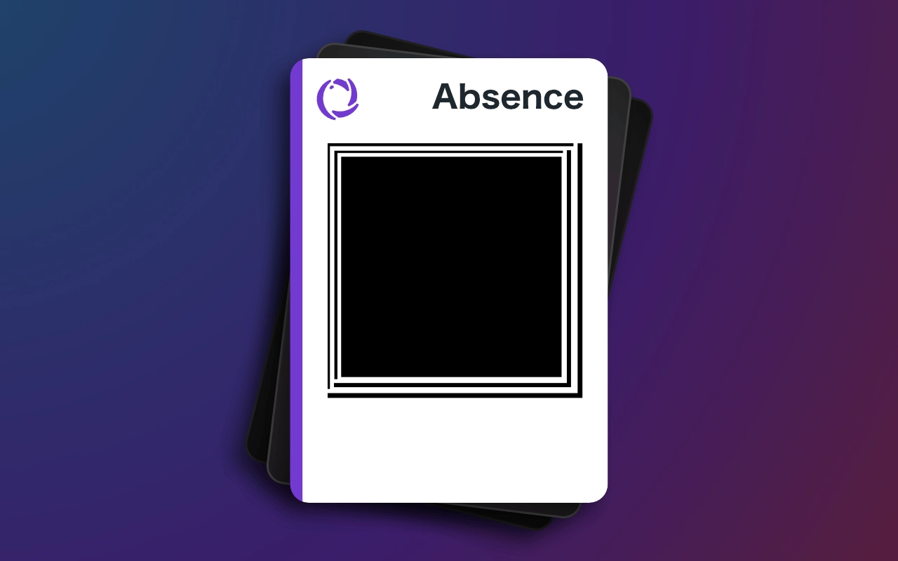 The Void card “Absence.” A black square with plain black lines of varying weights.
