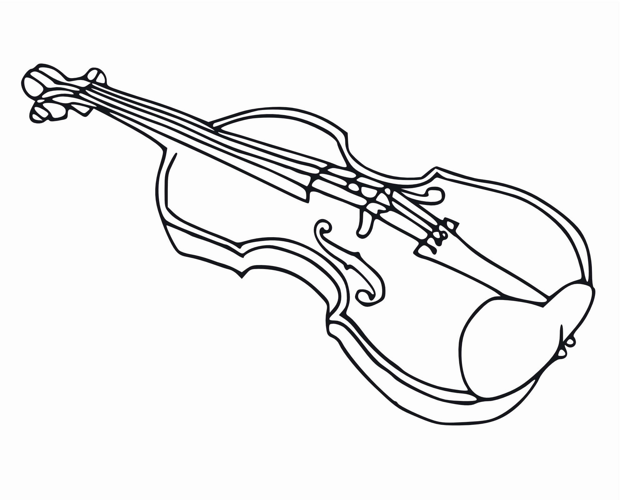 Line art depicting a violin