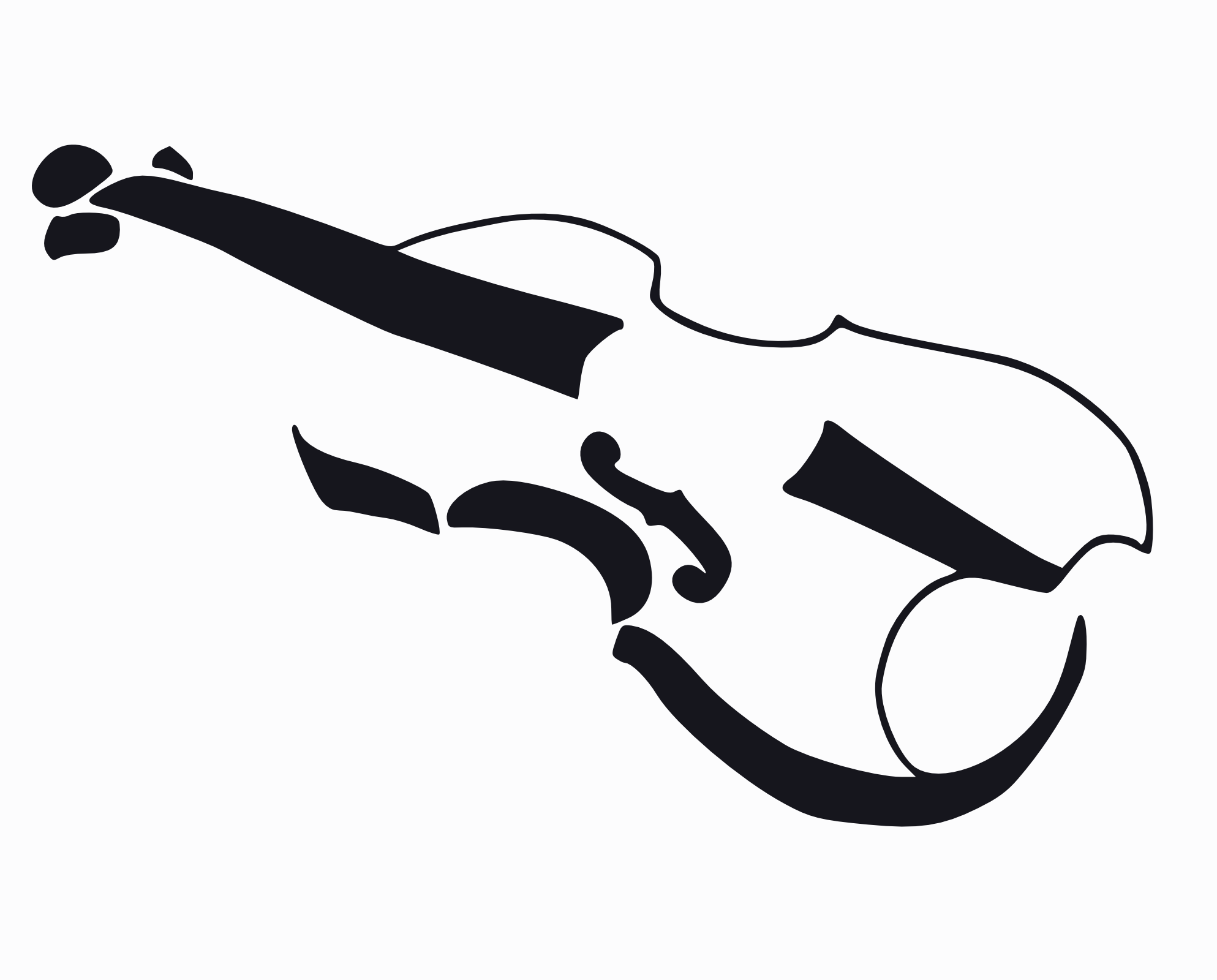 Organic lines and shapes depicting the 3-dimensional nature and interplay of light across a violin.